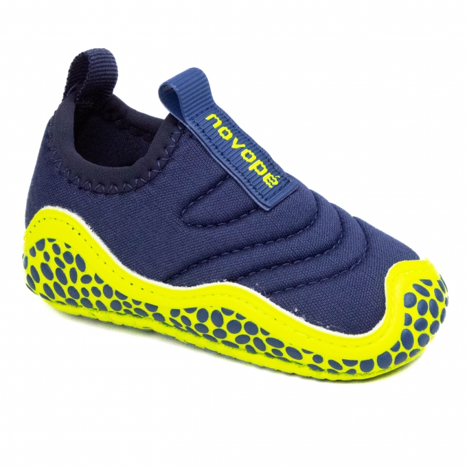 Tênis Bebê Masculino Novopé Slip On - MARINHO/AMARELO LIMAO