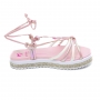 Sandália Infantil Feminina Molekinha Anabela de Amarrar - ROSA/BRANCO