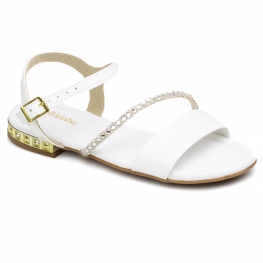 Sandália Infantil Feminina Molekinha Salto Verniz  - BRANCO/CREME FURTACOR