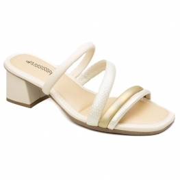 Tamanco Feminino Mississipi Salto Quadrado - BAUNILHA