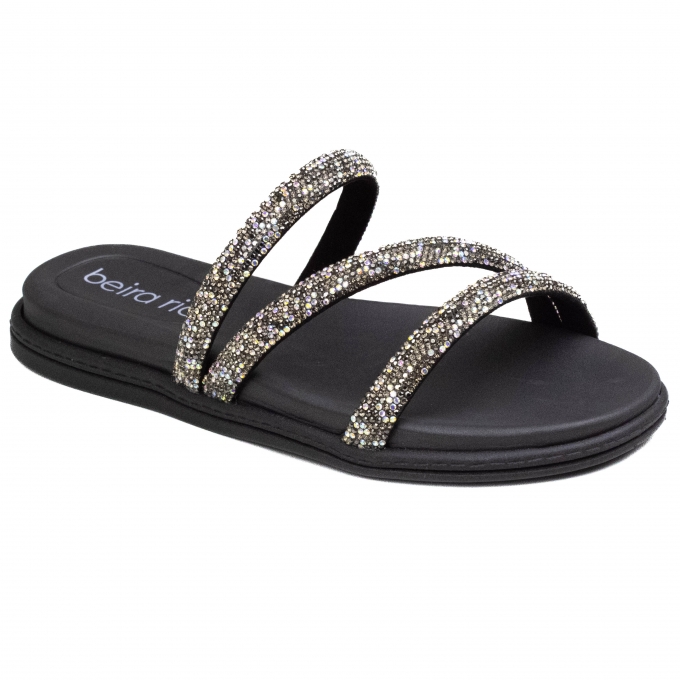 Tamanco Feminino Beira Rio Flatform Cristal  - PRETO