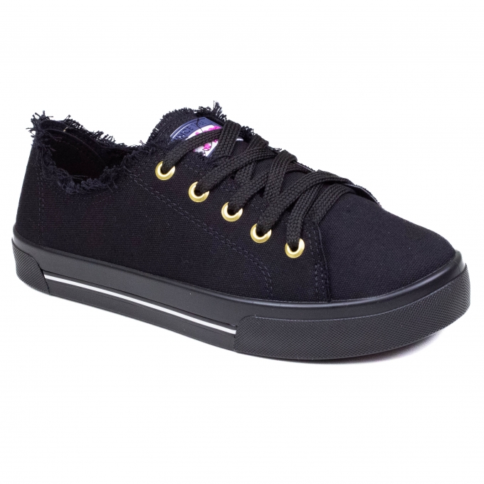 Tênis Feminino Moleca Lona - PRETO/PRETO
