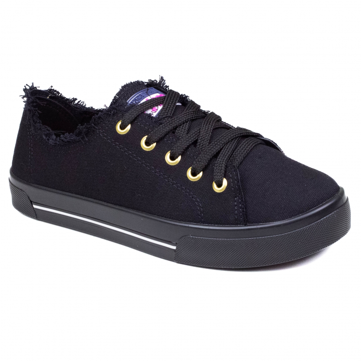 Tênis Feminino Moleca Lona - PRETO/PRETO