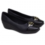 Sapato Feminino Piccadilly Anabela Fivela - PRETO