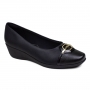 Sapato Feminino Piccadilly Anabela Fivela - PRETO