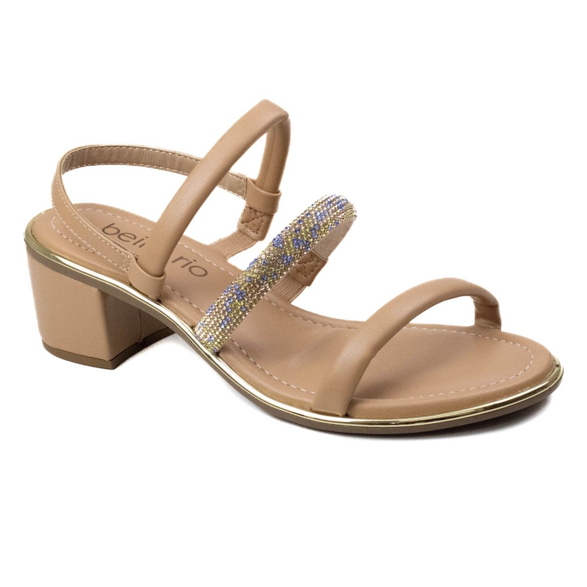 Sandália Feminina Beira Rio Elástico Brilho - NUDE