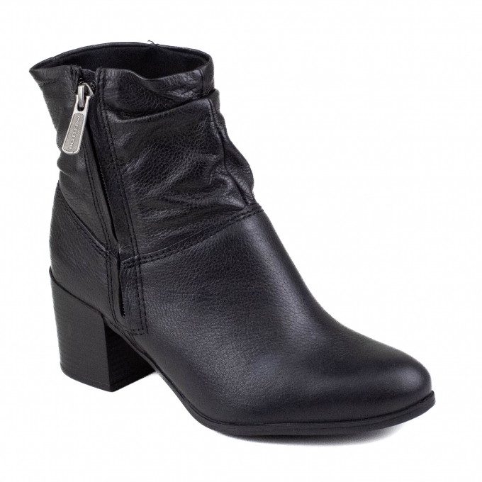 Bota Feminina Bottero Salto Zíper Cano Baixo - PRETO