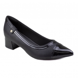 Sapato Feminino Piccadilly Salto Bloco Bico Fino - PRETO