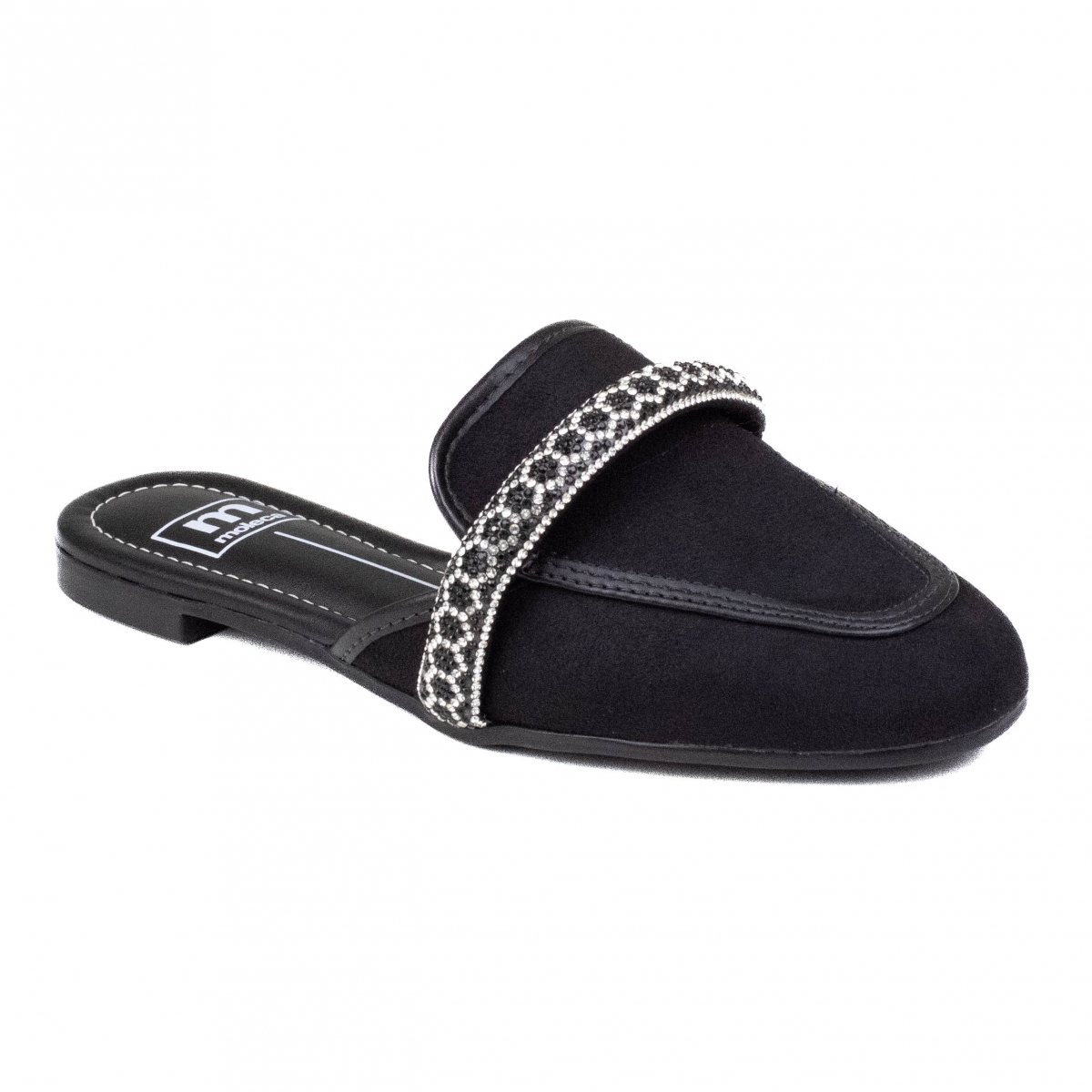 Mule Feminino Moleca Camurça Brilho - PRETO