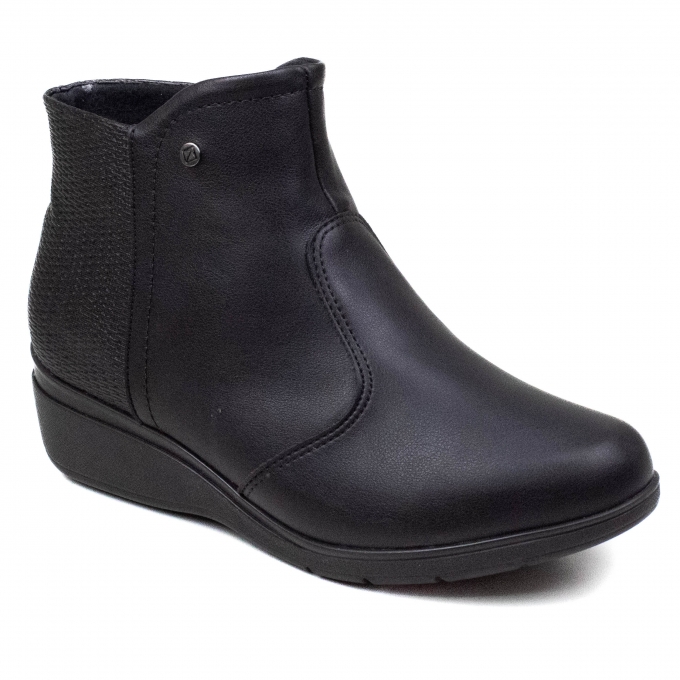 Bota Feminina Piccadilly Anabela Forro Termico Cano Baixo - PRETO