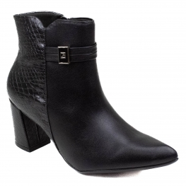 Bota Feminina Piccadilly Salto Bico Fino Cano Baixo - PRETO