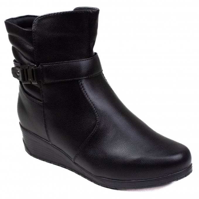 Bota Feminina Mooncity Anabela Fivela - PRETO