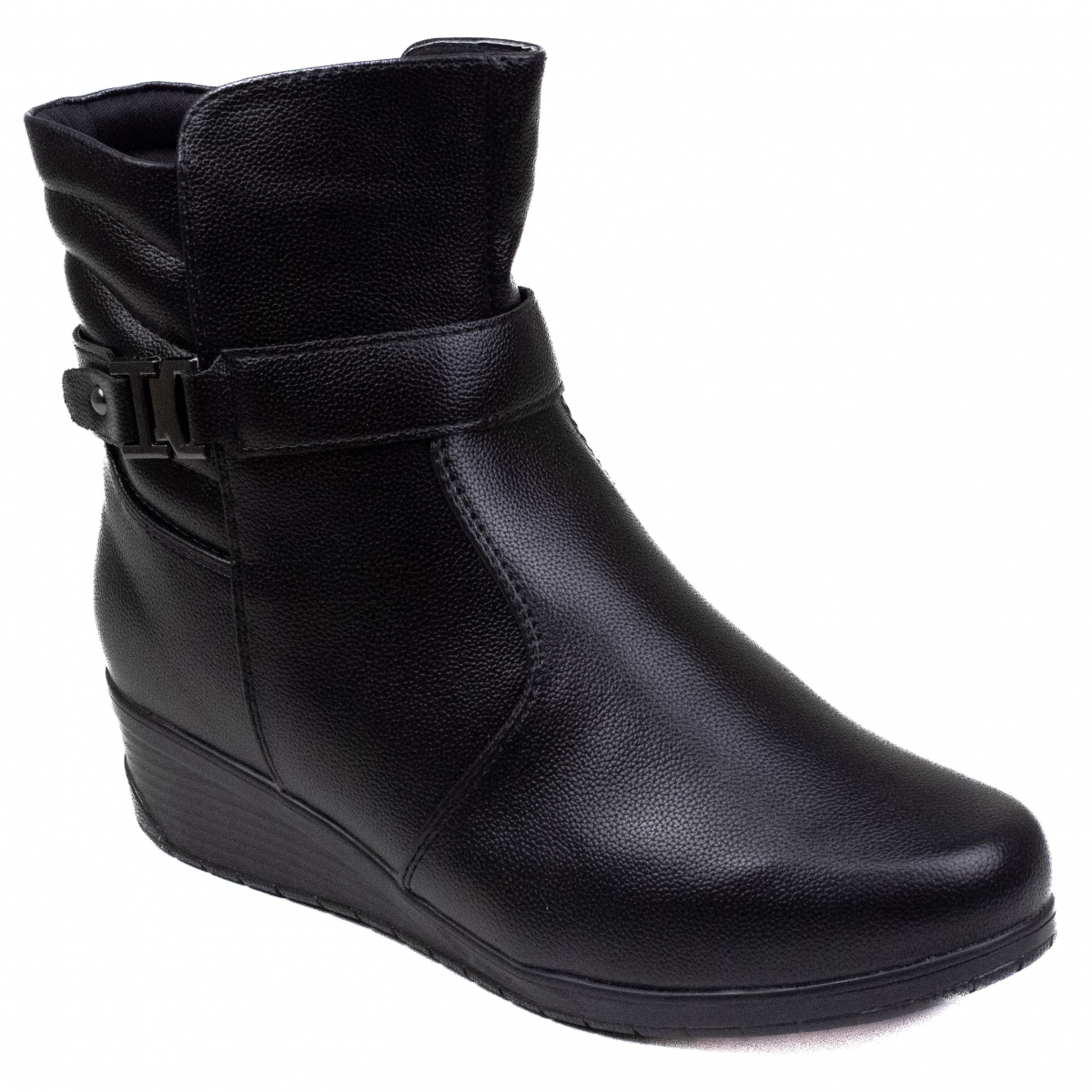 Bota Feminina Mooncity Anabela Fivela - PRETO