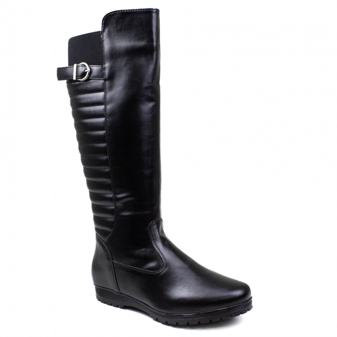 Bota Feminina Mooncity Rasteira Cano Alto - PRETO
