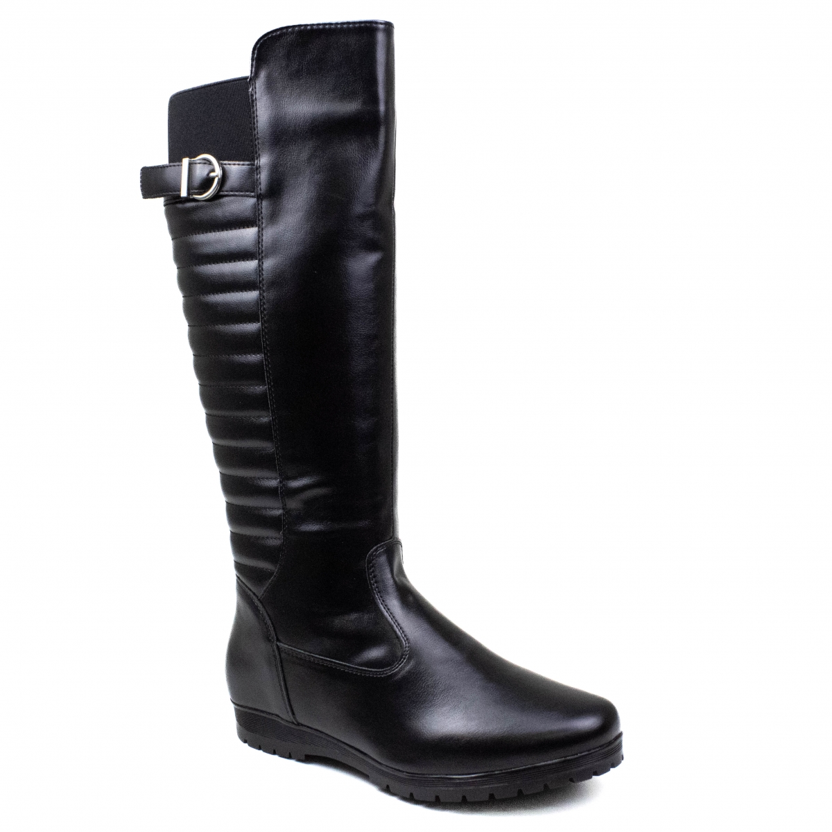 Bota Feminina Mooncity Rasteira Cano Alto - PRETO