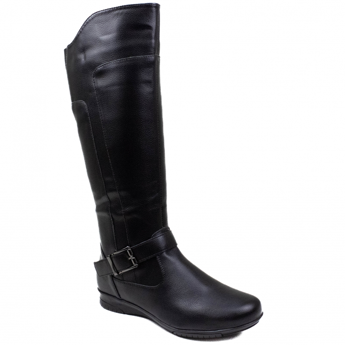 Bota Feminina Mooncity Rasteira Cano Alto - PRETO