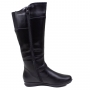 Bota Feminina Mooncity Rasteira Cano Alto - PRETO