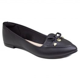 Sapatilha Feminina Moleca Bico Fino Laço - PRETO