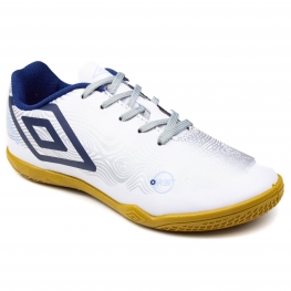 Chuteira Infantil Futsal Umbro Indoor Orbit - BRANCO/PRATA/MARINHO