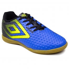 Chuteira Infantil Futsal Indoor Umbro Warskin - AZUL ELETRICO/LIMAO/PRETO