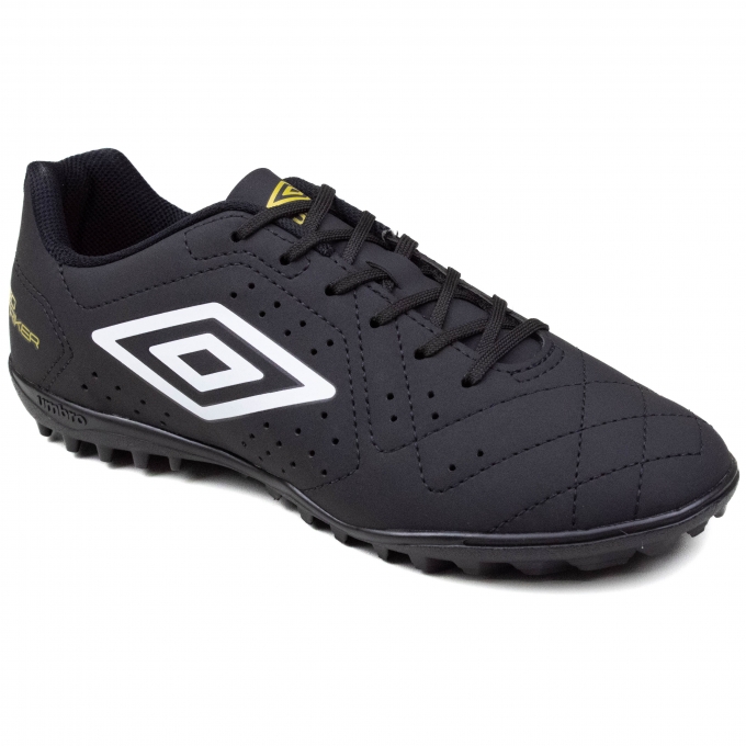 Chuteira Neo Striker Society Umbro - PRETO/DOURADO/BRANCO