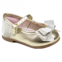 Sapato Feminino Bebê Molekinha Boneca Metalizado - DOURADO