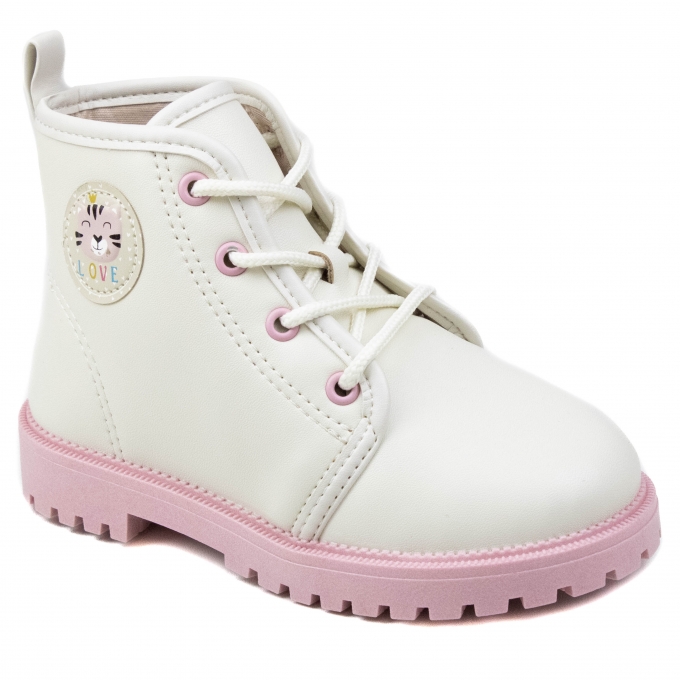 Coturno Bebê Feminino Molekinha Urso - BRANCO OFF