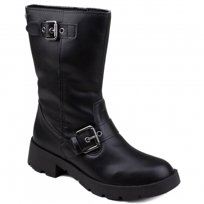 Bota Feminina Mississipi Biker Cano Médio - PRETO