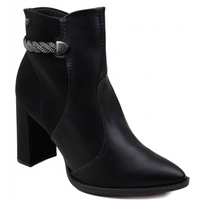Bota Feminina Mississipi Salto Strass Cano Baixo - PRETO