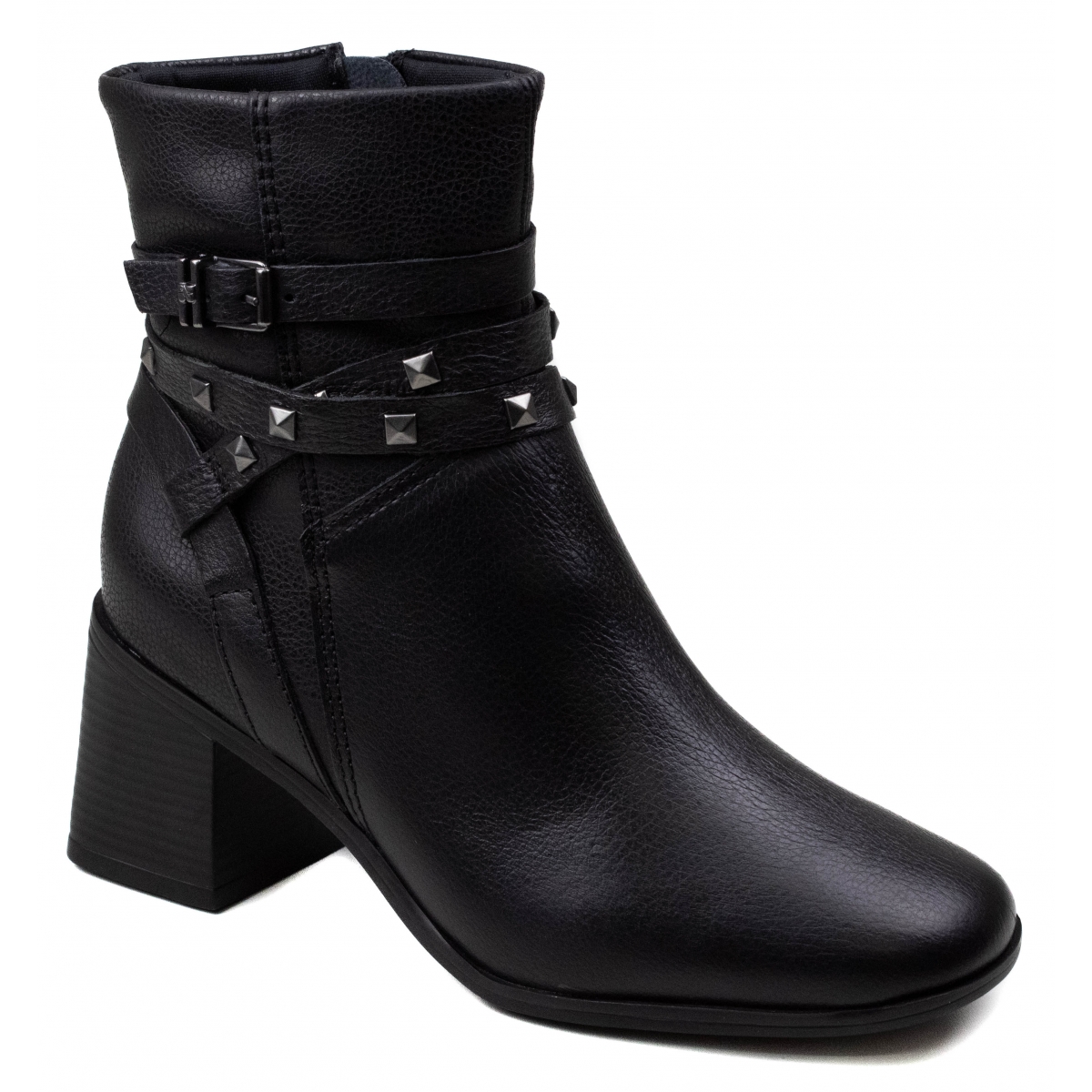 Bota Feminina Bottero Fivela Spike Cano Baixo - PRETO