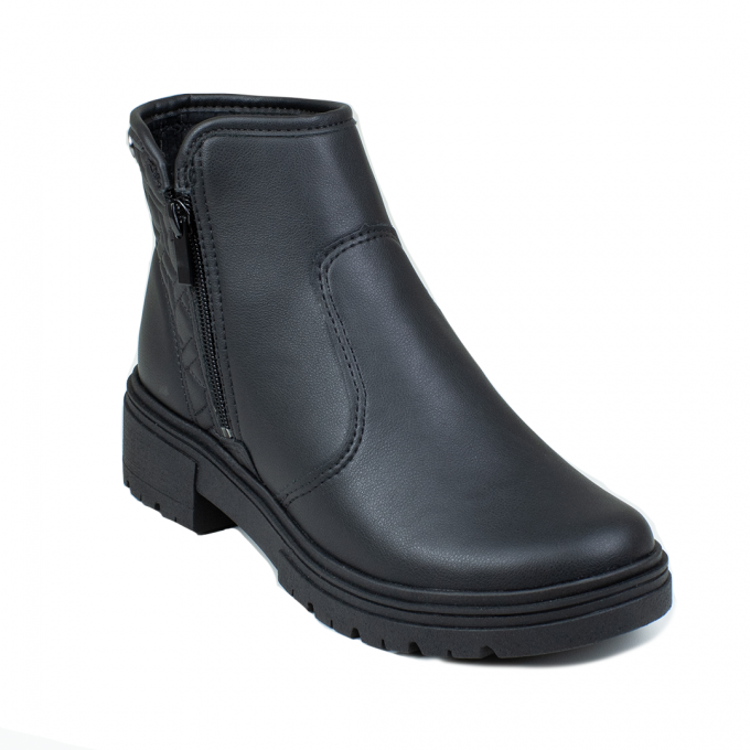 Bota Feminino Cano Baixo Ziper. - PRETO