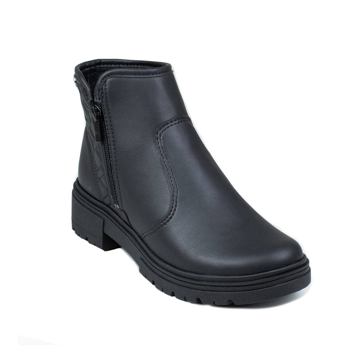 Bota Feminino Cano Baixo Ziper. - PRETO