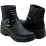 Bota Feminina Cano Baixo Fivela - PRETO