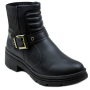 Bota Feminina Cano Baixo Fivela - PRETO