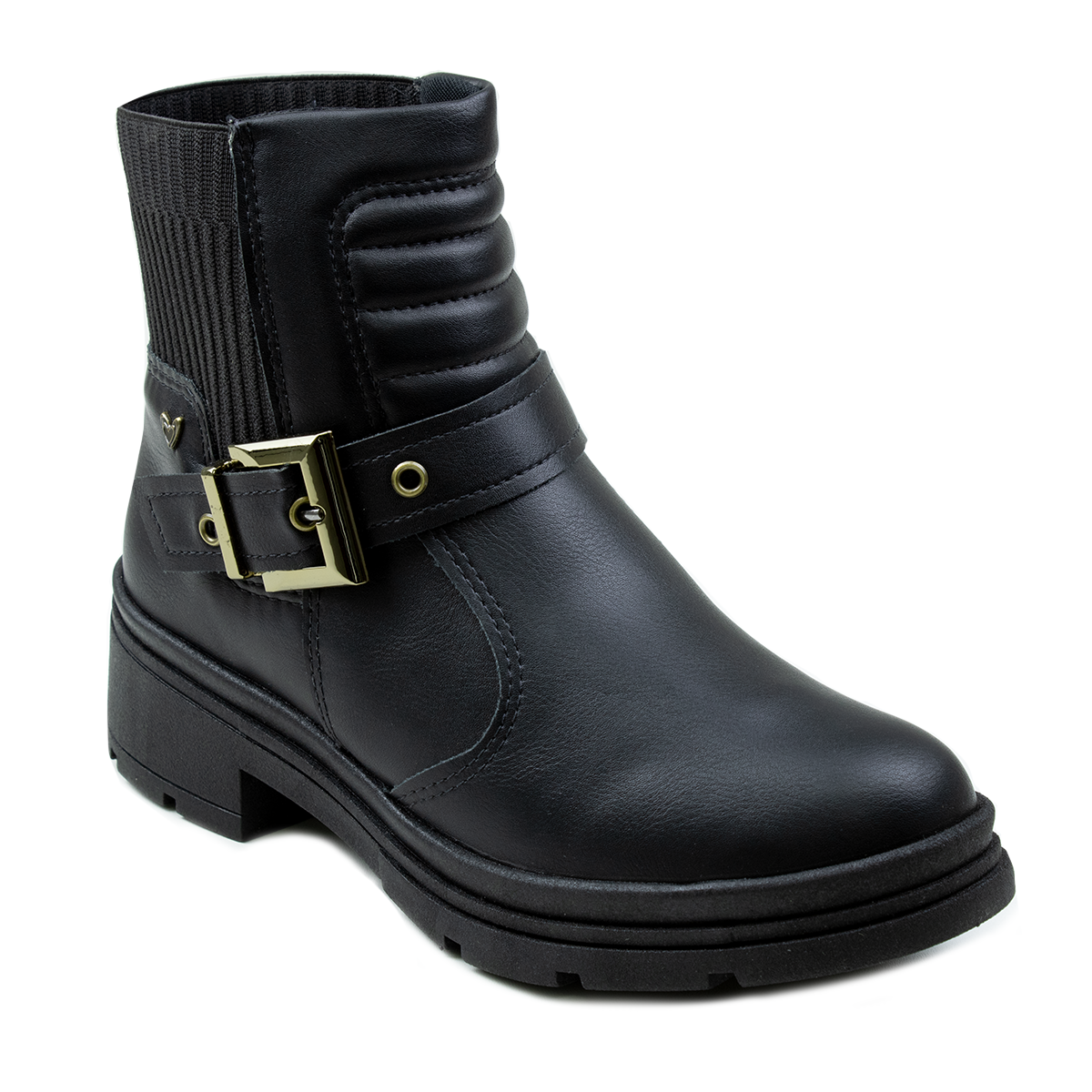 Bota Feminina Cano Baixo Fivela - PRETO