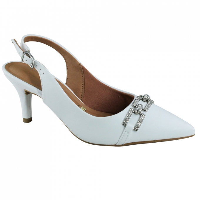 Sapato Feminino Salto Channel - BRANCO