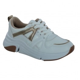 Tênis Feminino Jogging - BRANCO/DOURADO