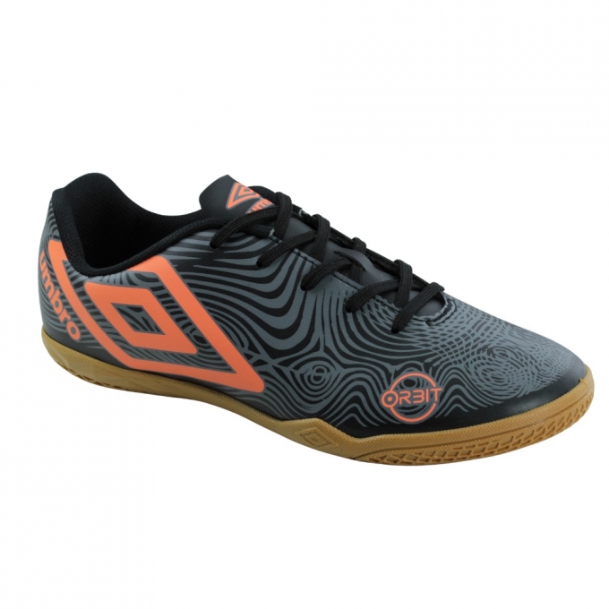 Chuteira Indoor Umbro Orbit - PRETO/CINZA/LARANJA