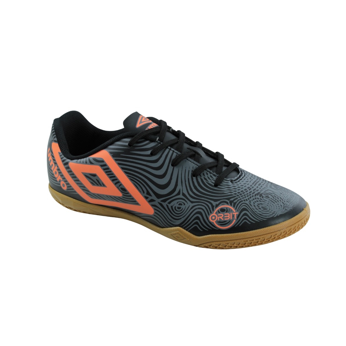 Chuteira Indoor Umbro Orbit - PRETO/CINZA/LARANJA