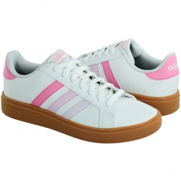 Tênis Feminino Grand Court Base 2.0 - BRANCO/ROSA/LATEX