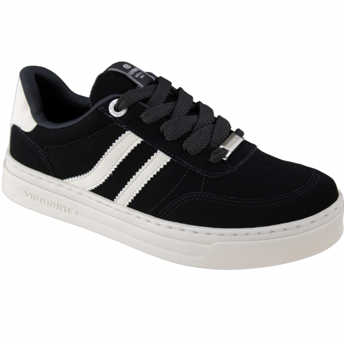 Tênis Feminino Casual Nobuck - PRETO/MARFIM