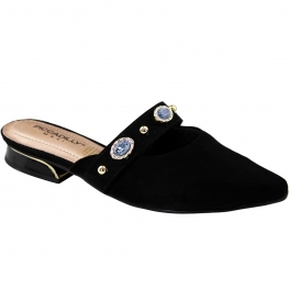 Mule Feminino Piccadilly Camurça - PRETO