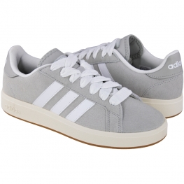 Tênis Masculino Adidas Grand Court Base Suede - CINZA/BRANCO