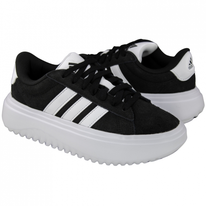Tênis Feminino Grand Court Platform Suede - PRETO/BRANCO