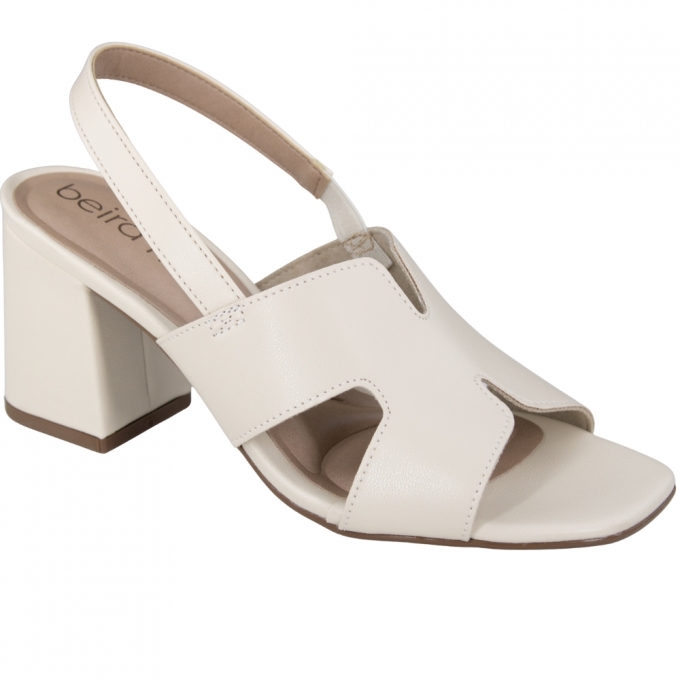 Sandalia Feminina Beira Rio Salto Bloco - CREME