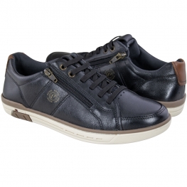 Sapatenis Masculina Pegada Zíper - PRETO/CONHAQUE