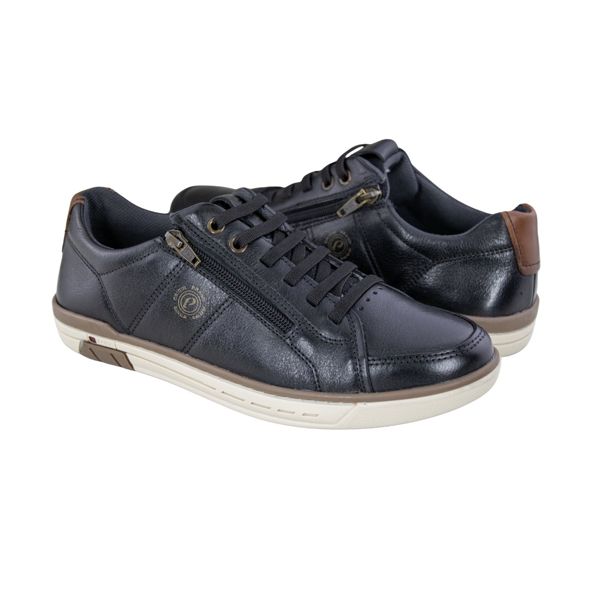 Sapatenis Masculina Pegada Zíper - PRETO/CONHAQUE