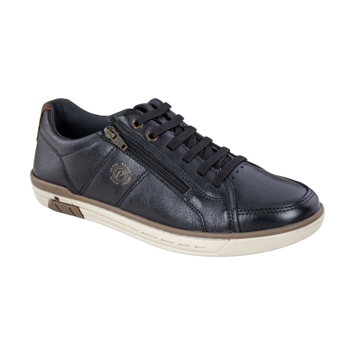 Sapatenis Masculina Pegada Zíper - PRETO/CONHAQUE