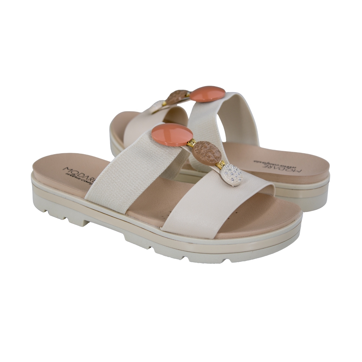 Tamanco Feminino Modare Anabela Pedras - CREME