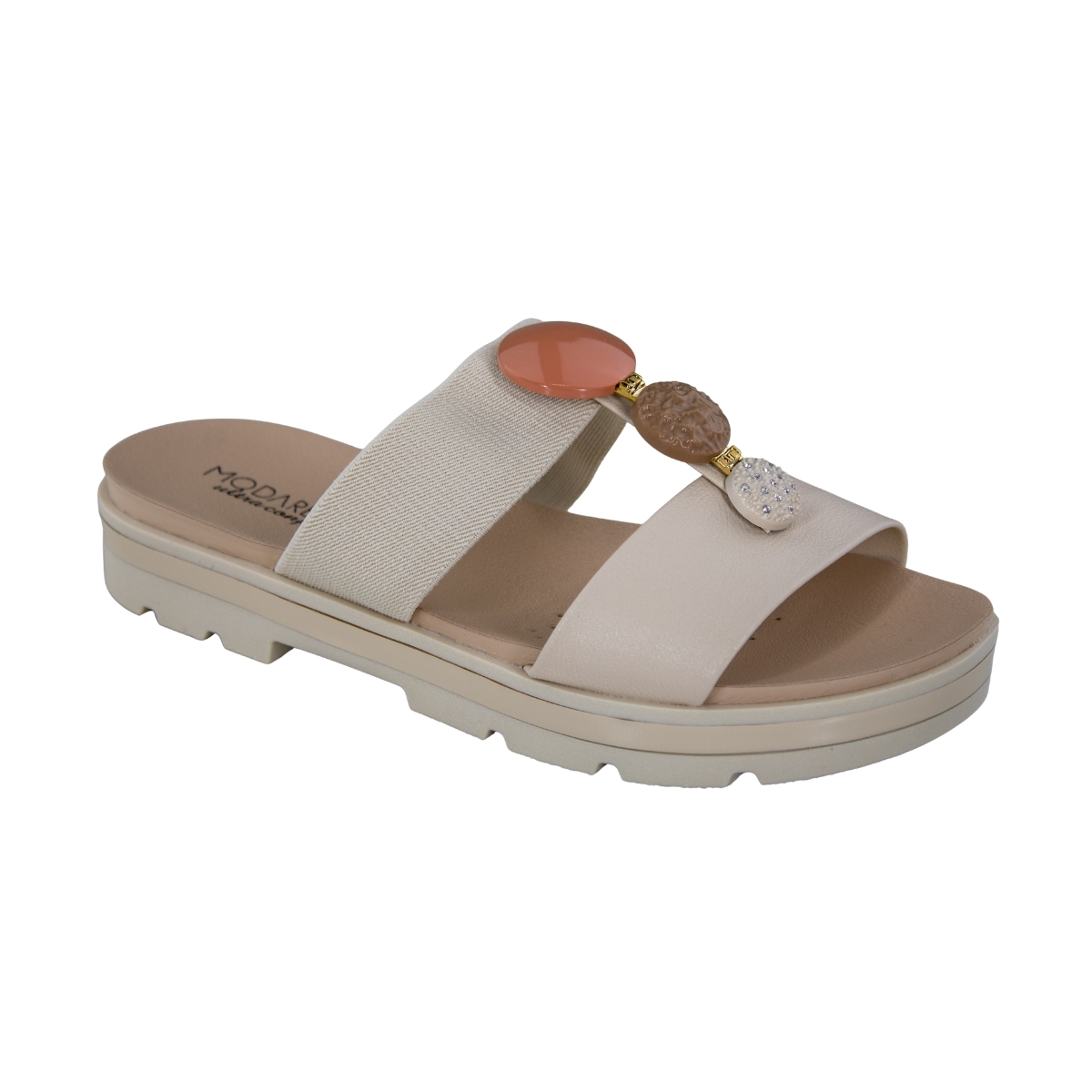 Tamanco Feminino Modare Anabela Pedras - CREME